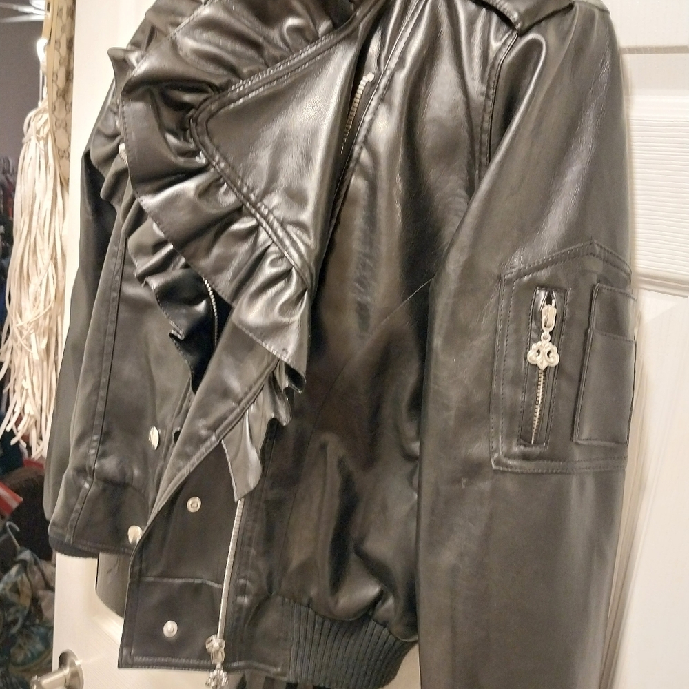 Dereon vegan leather moto jacket